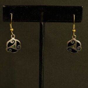 Celtic-Inspired Black and Green Drop Earrings